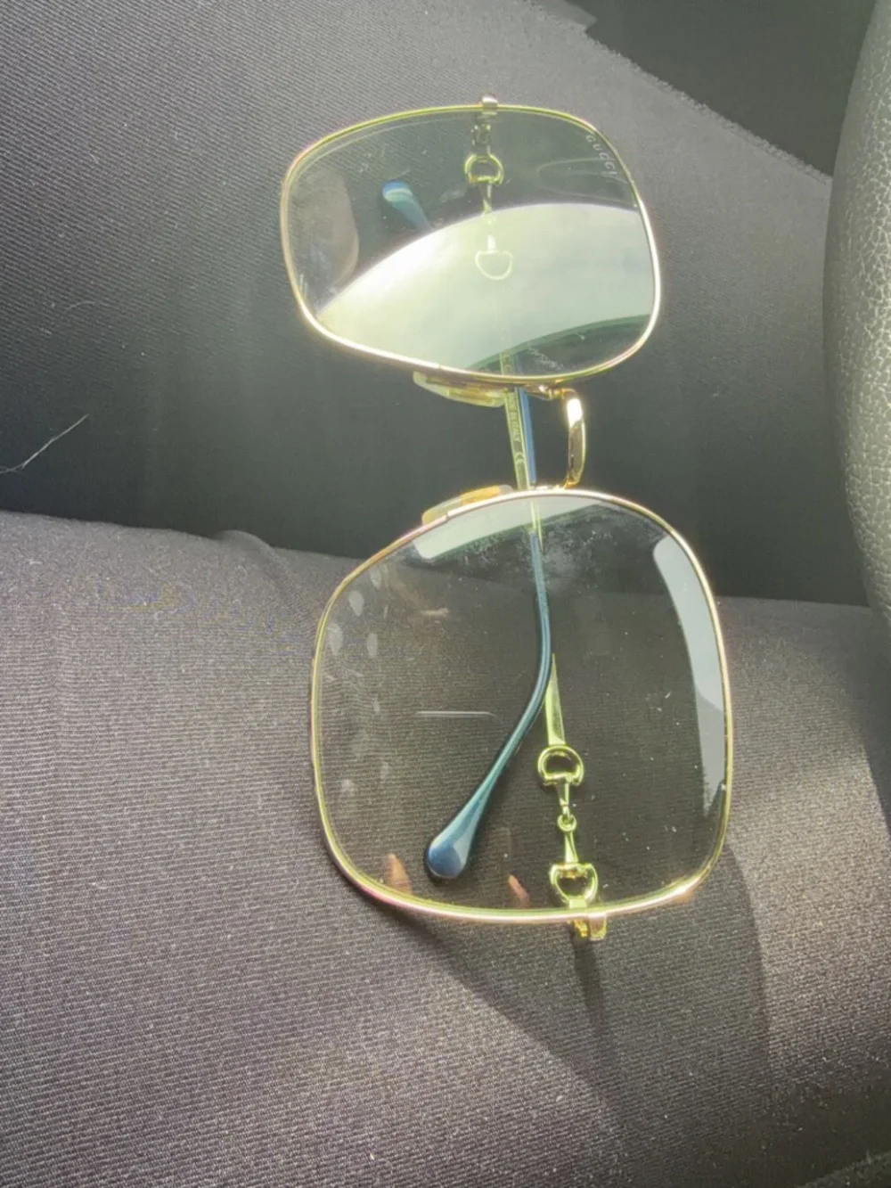 Gucci Gold Frame Sunglasses with Green Lenses - Picture 4 of 4